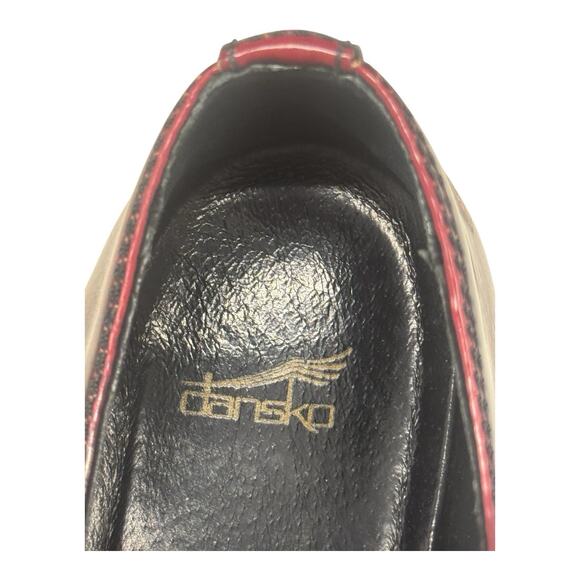 Vintage Women's Dansko EU 37 US 6.5 Golden Gate Retro Y2K Red Leather Clogs - Picture 12 of 13